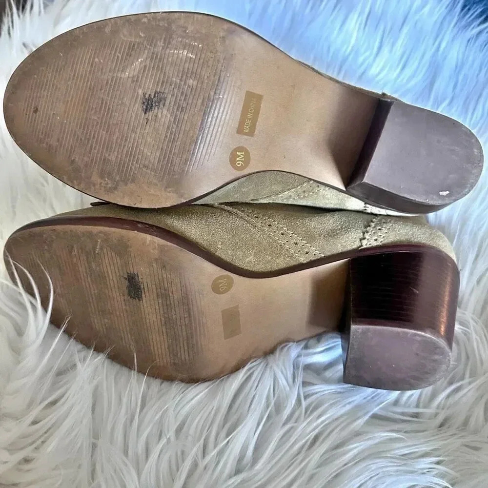 MADEWELL x 1937 | Suede Leather "Aberdeen" Tan Fringe Ankle Boots Booties | 9 - Picture 7 of 9